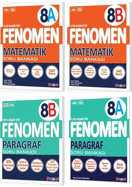 2025 8. Sınıf A - B Serisi Matematik Soru Bankası - Paragraf Soru Bankası 4'lü Set