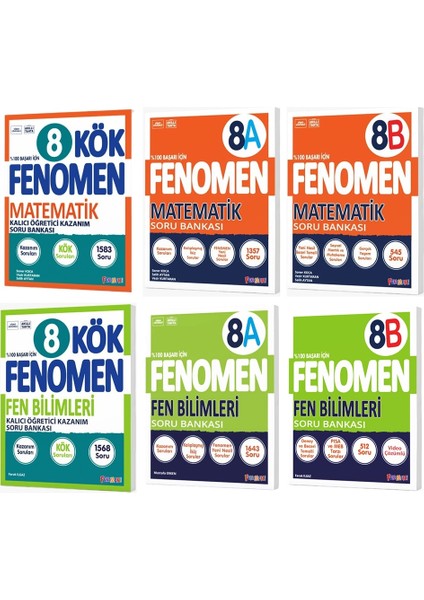 2025 8. Sınıf Kök Serisi Matematik Soru Bankası - Fen Bilimleri Soru Bankası - A Serisi Matematik Soru Bankası - B Serisi Fen Bilimleri Soru Bankası 6'lı Set