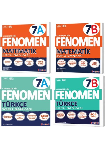 Okul 2025 7. Sınıf Matematik + Türkçe A + B Serisi Soru Seti 4 Kitap