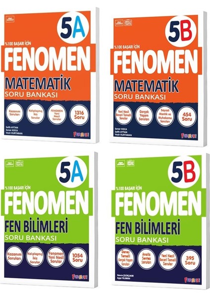 5. Sınıf Matematik - Fen Bilimleri A + B Soru Bankası Seti 4 Kitap fiyatları