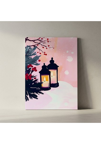 Kış Gecesi Fenerleri ve Kızıl Çilek Dalları Tablosu fiyatları