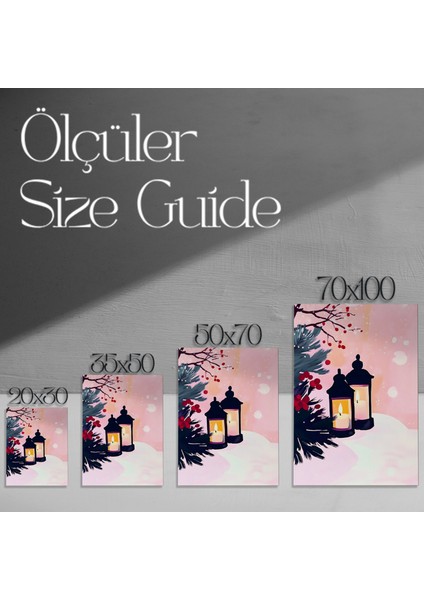 Kış Gecesi Fenerleri ve Kızıl Çilek Dalları Tablosu modelleri