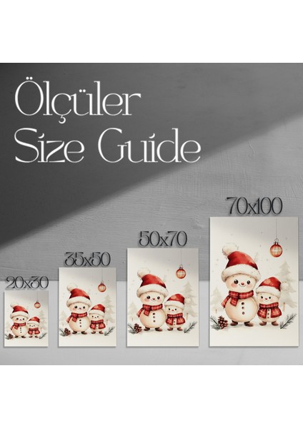 Sevimli Kar Adam Ailesi Kış Temalı Suluboya Tablosu modelleri