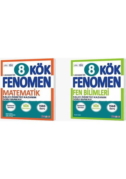 Fenomen Okul 8. Sınıf Matematik + Fen Bilimleri Kök Soru Bankası Seti 2 Kitap