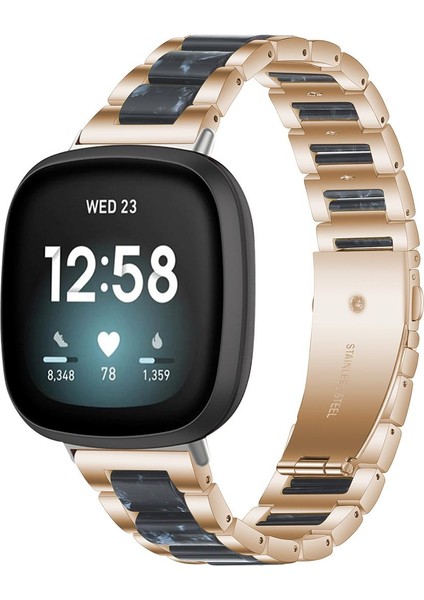 Metal Reçine Kayış Fitbit Versa 4/3 / Sense 2 / Sense Için (Yurt Dışından)