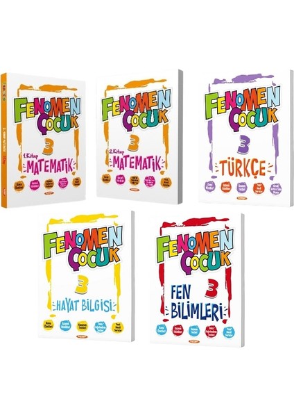 Fenomen Çocuk 3. Sınıf Türkçe Matematik Fen Hayat Bilgisi Seti 5 Kitap