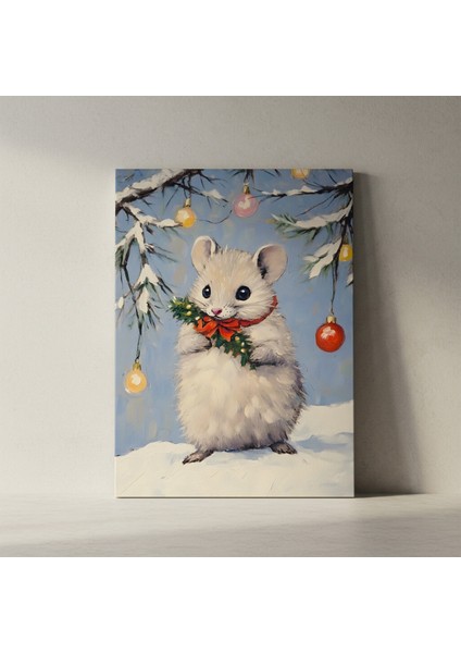 Sevimli Noel Faresi Kış Temalı Yağlıboya Tablosu fiyatları