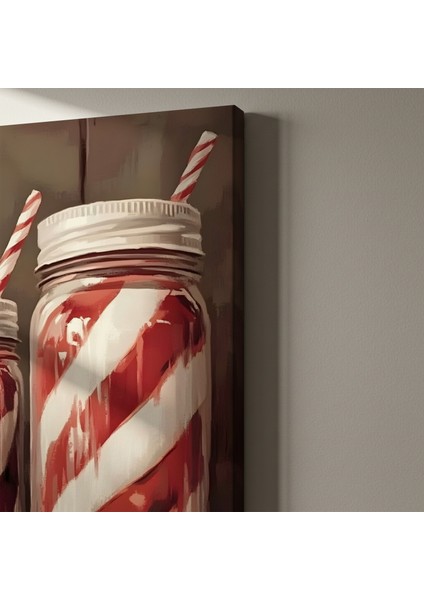 Noel Kış Şeker Kamışı Desenli Kavanozlar Tablosu indirimleri