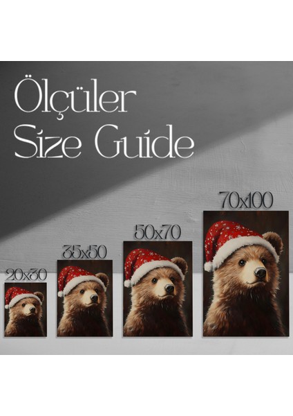 Noel Baba Şapkalı Ayı Portresi Tablosu modelleri