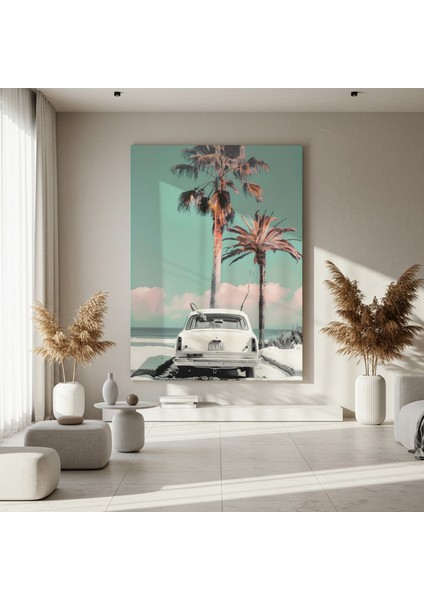 Plaj Manzaralı Klasik Araba Soyut Sanat Tablosu fırsatları
