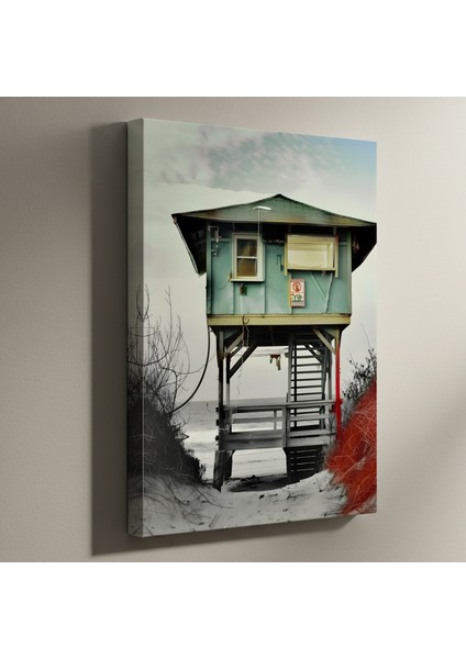 Sahil Evi Plaj Manzaralı Tablo