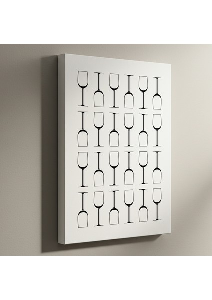 Minimalist Şarap Kadehi Desenli Soyut Tablo