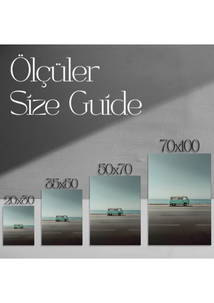 Açık Mavi Sahil Arabası Plaj Manzarası Tablosu modelleri