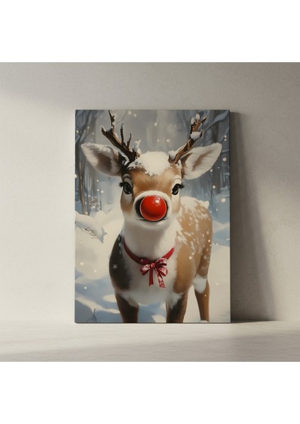 Kardan Adam Burunlu Ren Geyiği Noel Tablosu fiyatları