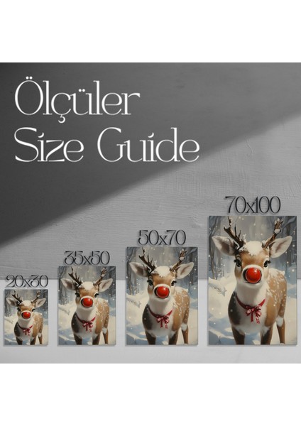 Kardan Adam Burunlu Ren Geyiği Noel Tablosu modelleri