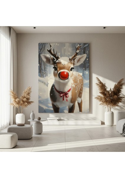 Kardan Adam Burunlu Ren Geyiği Noel Tablosu fırsatları