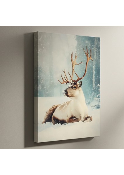 Kış Ormanı Rengi Ren Geyiği Tablosu