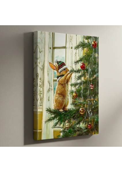 Noellerde Tavşan ve Noel Ağacı Tablosu