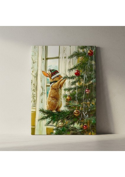 Noellerde Tavşan ve Noel Ağacı Tablosu fiyatları