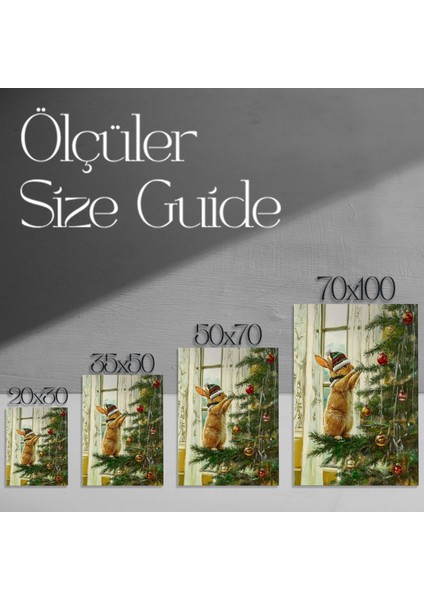 Noellerde Tavşan ve Noel Ağacı Tablosu modelleri