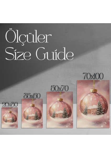 Pembe Kış Evi Noel Süs Tablosu modelleri