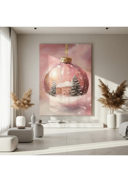 Pembe Kış Evi Noel Süs Tablosu fırsatları