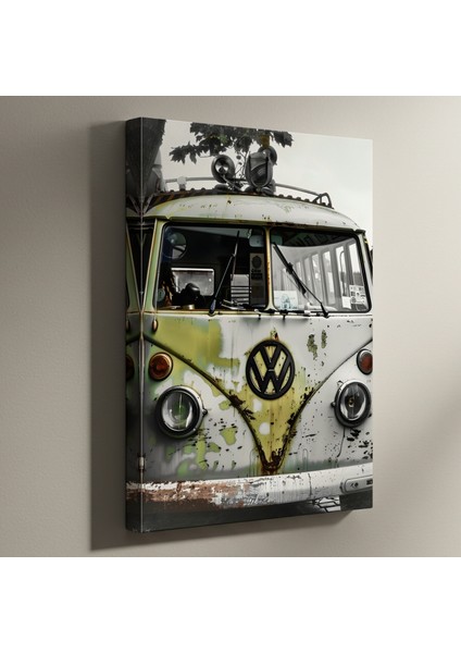 Eskitilmiş Volkswagen Otobüs Plaj Temalı Duvar Tablosu