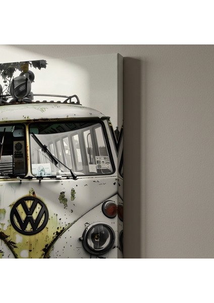 Eskitilmiş Volkswagen Otobüs Plaj Temalı Duvar Tablosu indirimleri