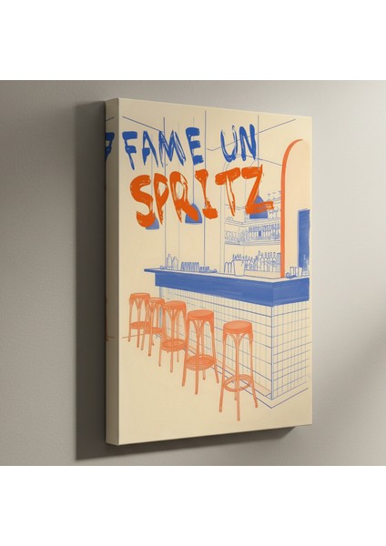 Aperol Spritz Bar İllüstrasyonu Tablosu