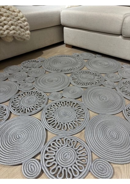 Harmony Jüt Doğal Hasır Kilim Bej Geometrik Bohem Yuvarlak El Örmesi Halı fiyatları