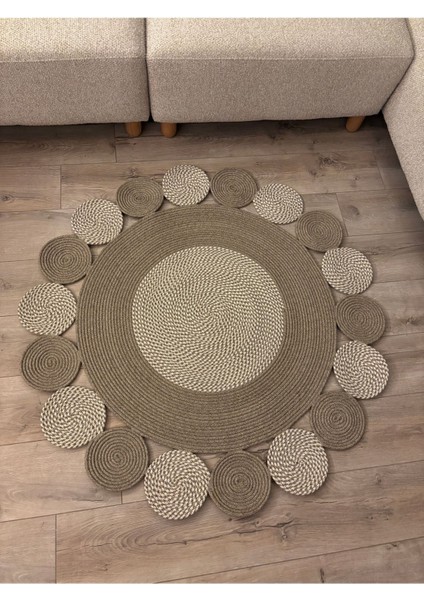 Taş Kırçıllı Jüt Hasırlı Kırçıllı El Örgüsü Kilim Halı Hasır Yuvarlak fırsatları