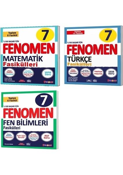Fenomen Okul 2026 7. Sınıf Matematik + Türkçe + Fen Fasikül Seti 3 Kitap