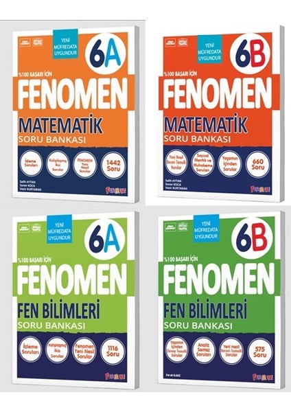 Fenomen Okul 2026 6. Sınıf Matematik + Fen Bilimleri A + B Serisi Soru Seti 4 Kitap Güncel Müfredat