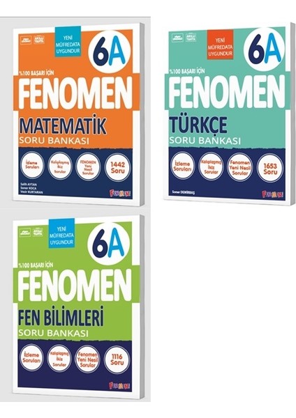 Okul 2025 6. Sınıf Matematik + Türkçe + Fen A Serisi Soru Seti 3 Kitap