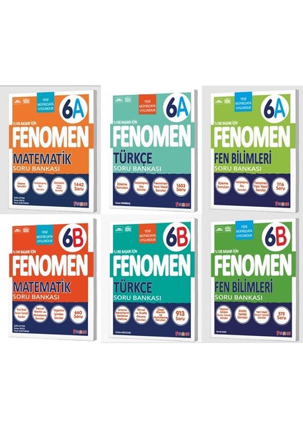 Fenomen Okul 2026 6. Sınıf Matematik + Türkçe + Fen A + B Serisi Soru Seti 6 Kitap Güncel Müfredat
