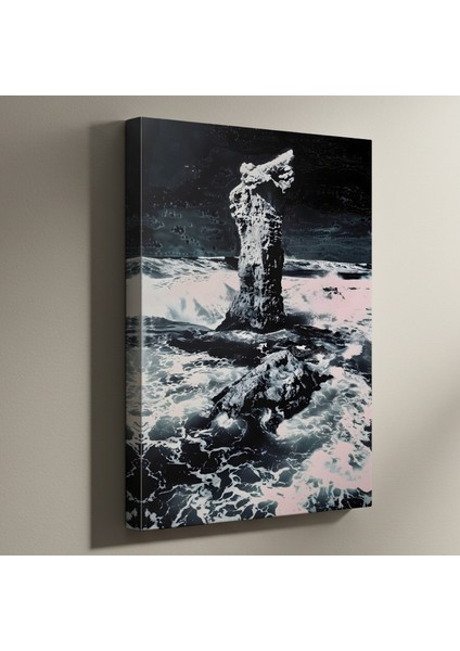 Kıyı Kayalıkları ve Dalgalar Soyut Sanat Tablosu