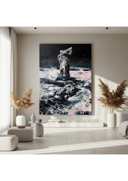 Kıyı Kayalıkları ve Dalgalar Soyut Sanat Tablosu fırsatları