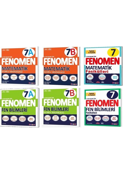 Fenomen Okul 2026 7. Sınıf Matematik + Fen Bilimleri A + B + Fasikül Seti 6 Kitap