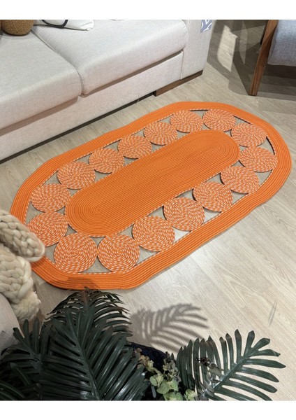 Cookie Jüt Hasırlı El Örgüsü Kilim