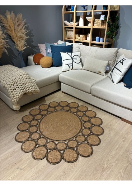 Hasır Jüt Çiçek Desenli Kilim Halı 2025 Koleksiyonu indirimleri