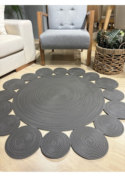 Rhea Jüt Hasırlı El Örgüsü Kilim Halı Hasır Yuvarlak modelleri