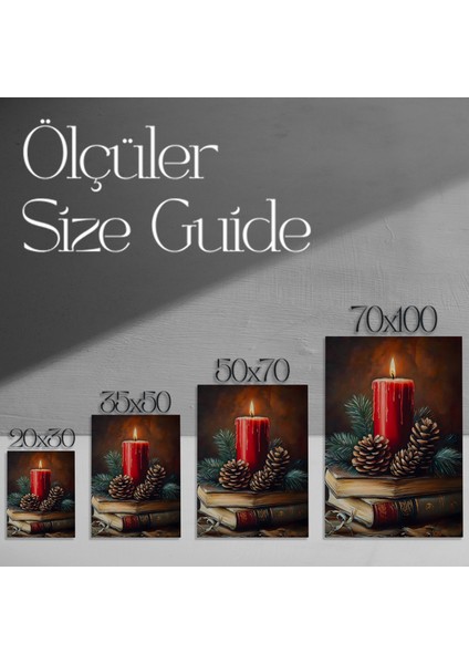 Kış Kalesi Mum ve Kozalaklar Tablosu modelleri