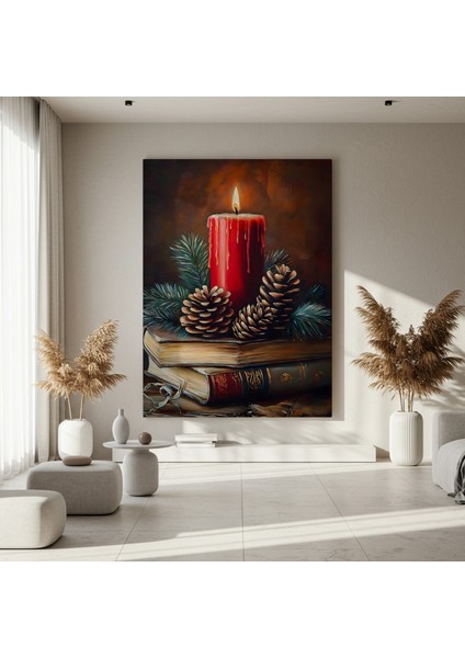 Kış Kalesi Mum ve Kozalaklar Tablosu fırsatları