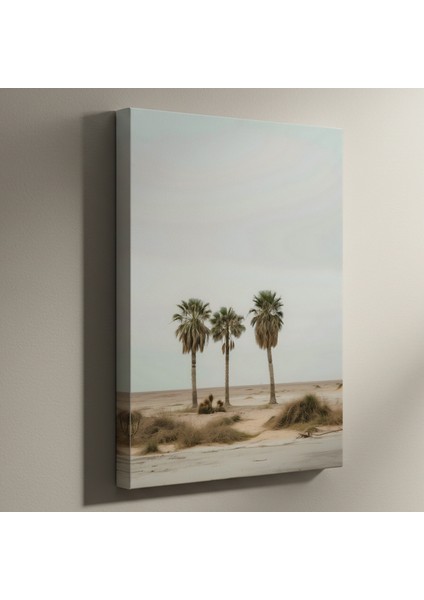 Minimalist Palmiye Ağaçları Plaj Manzarası Tablosu