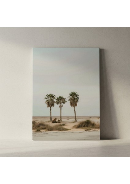 Minimalist Palmiye Ağaçları Plaj Manzarası Tablosu fiyatları