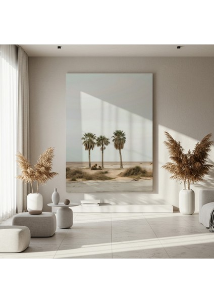 Minimalist Palmiye Ağaçları Plaj Manzarası Tablosu fırsatları