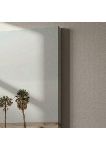 Minimalist Palmiye Ağaçları Plaj Manzarası Tablosu indirimleri