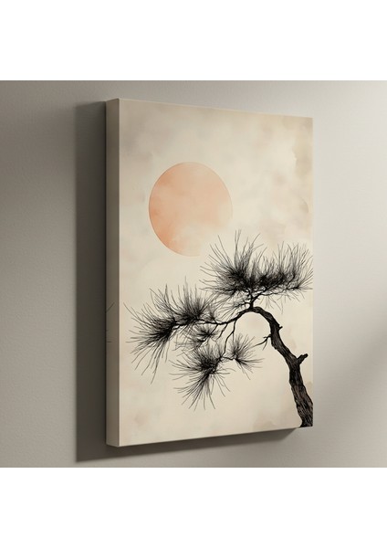 Minimalist Çam Ağacı ve Ay Tablosu
