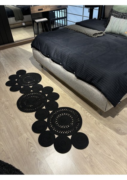 Siyah Snake Hasır Jüt Bej Yolluk Halı Kilim fırsatları