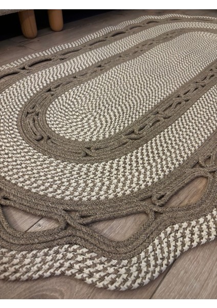 Sarmaşık Model Oval Hasır Görünümlü Jüt Kilim Paspas Halı fiyatları